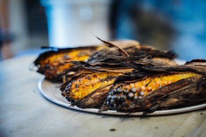 Roasted corn from a wood-fired oven