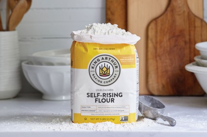 Bag of King Arthur self-rising flour on kitchen counter