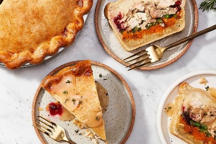 Plated slices of Turkey Dinner Pie