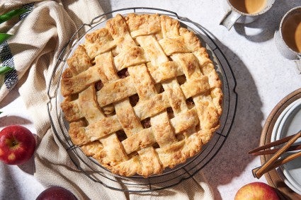 Sausage and Apple Pie in a Cheddar Crust