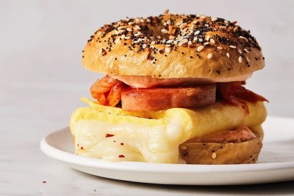 Assembled Breakfast in Koreatown sandwich bagel