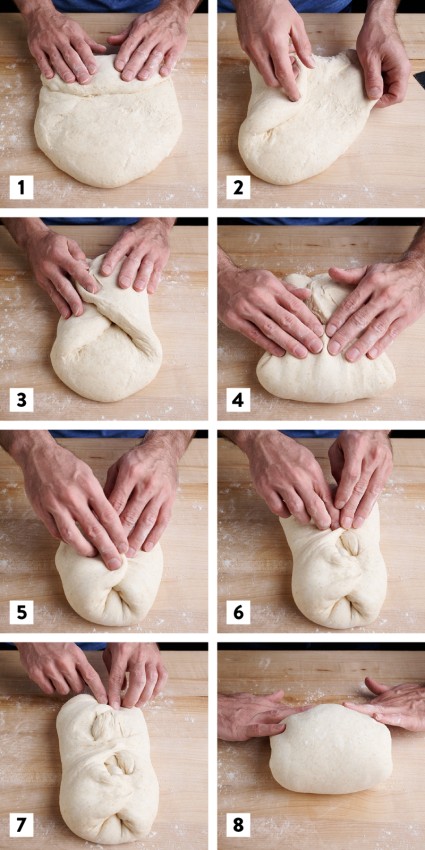 8-step collage showing steps to shape a batard
