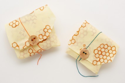 Two packets wrapped with Bee's Wrap