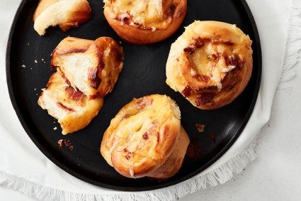 Bacon Cheddar Buns on a plate.