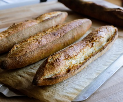 Sourdough baguettes, straight from the oven