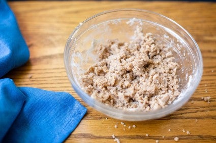 Bowl of unbaked streusel