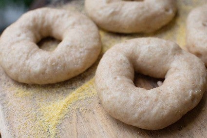 Bagels, ready to load into the oven