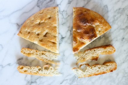 Side-by-side all-purpose vs. bread flour focaccia