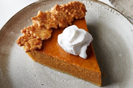 Slice of Thanksgiving pumpkin pie