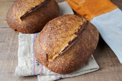 Baked loaves of bread