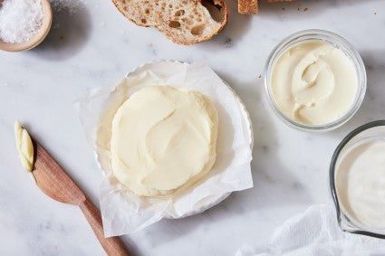 A circle of butter on the counter