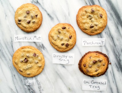 Comparison of cookies baked on different pan linings