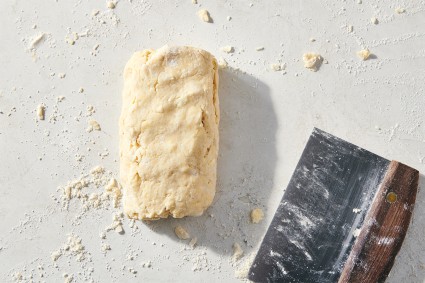 Biscuit dough that's been folded like a letter