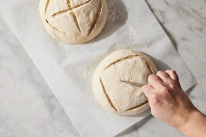 Scoring dough with a lame