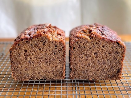 Cross-section of perfectly baked banana bread