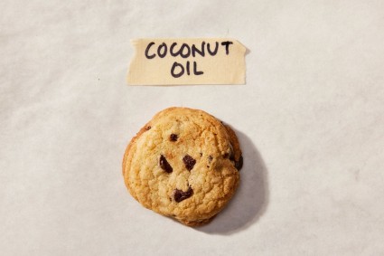 A test chocolate chip cookie made with coconut oil