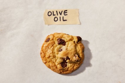 A test chocolate chip cookie made with olive oil