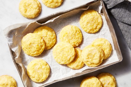 A tray of bright and sunny lemon coconut cookies
