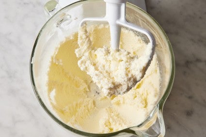 Creamed butter and sugar in stand mixer