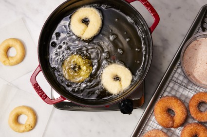 Doughnuts being fried