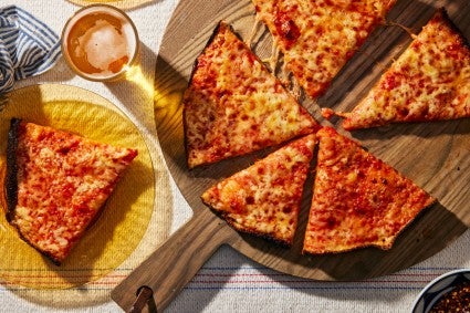 Sliced South Shore Bar Pizza being served