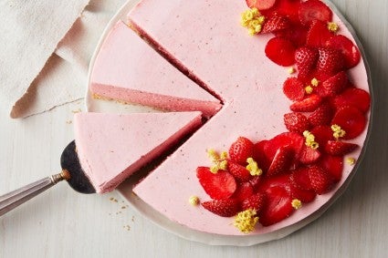 Image of shortbread from above with two slices cut out. 