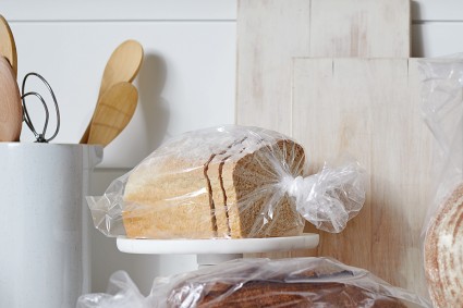 Sandwich bread in plastic bag for freezer