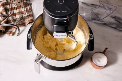 GE Stand Mixer creaming butter and sugar