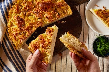 Sliced latke focaccia 