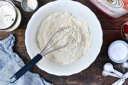 Whisk in bowl of homemade self-rising flour