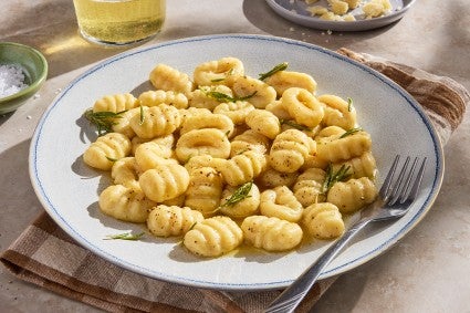 Potato Gnocchi on a plate with a fork