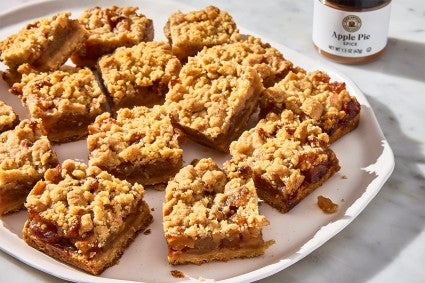 Apple Pie Bars on a serving tray