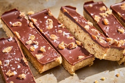 No-Bake Chocolate and Date Energy Bars on parchment paper