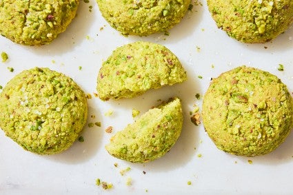 Sparkling Pistachio Cookies on a counter