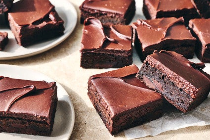 Zucchini Brownies sliced and on a plate