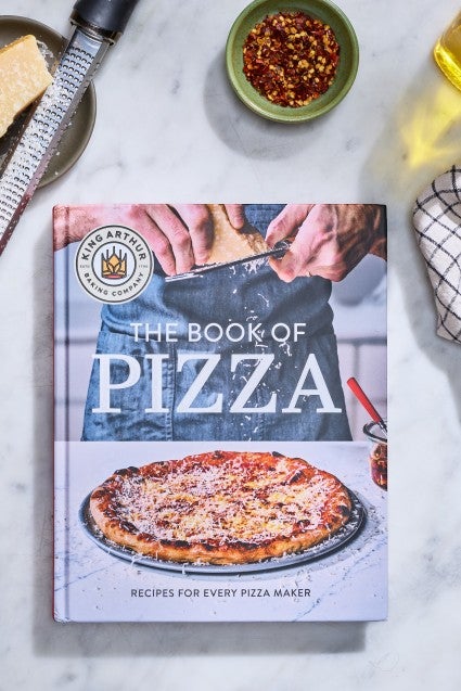 King Arthur Baking Company's Book of Pizza on a kitchen countertop