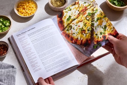 The Book of Pizza, open to a recipe page