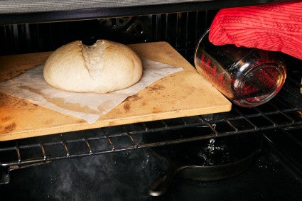 Steaming bread with a cast iron pan and water
