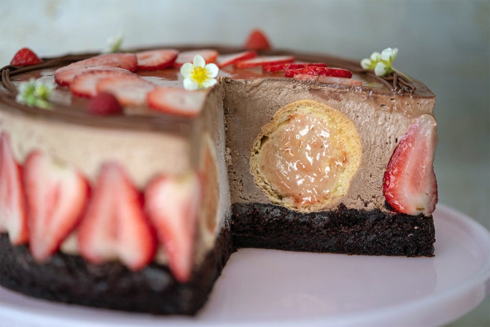 Chocolate and Strawberry Cream Puff Cake