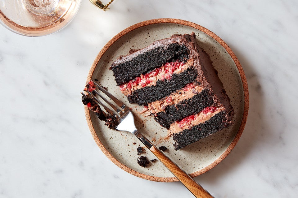 Chocolate Mousse Cake with Raspberries