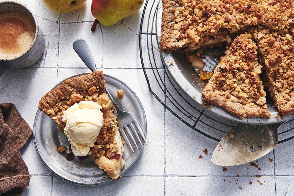 Autumn Pear, Apricot, and Cranberry Pie