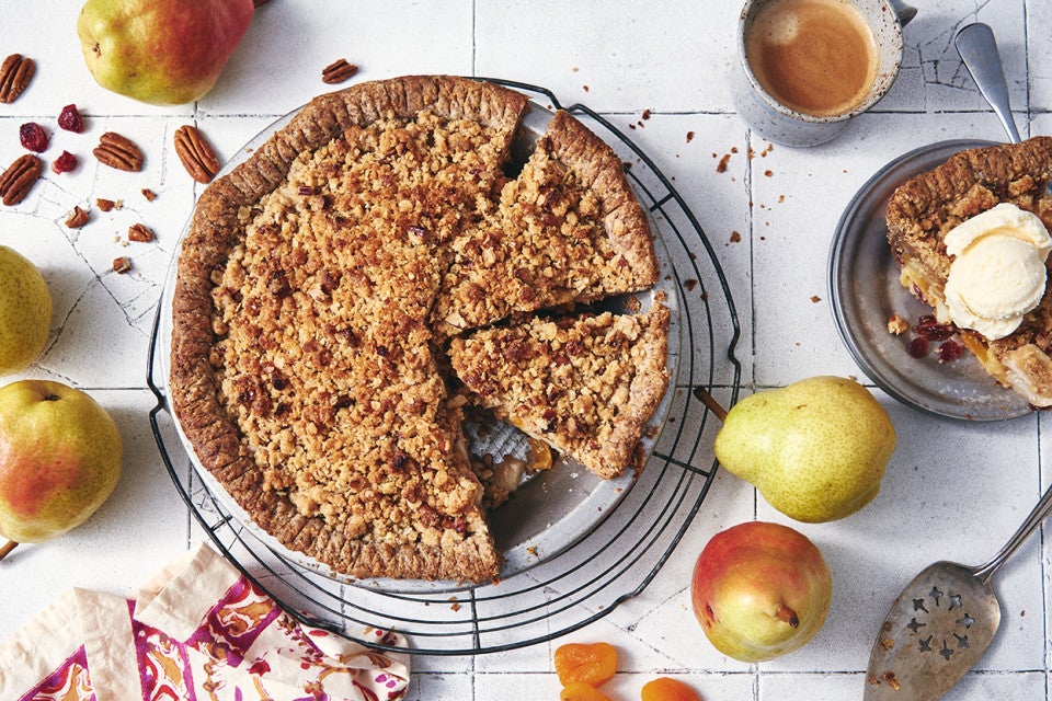 Autumn Pear, Apricot, and Cranberry Pie