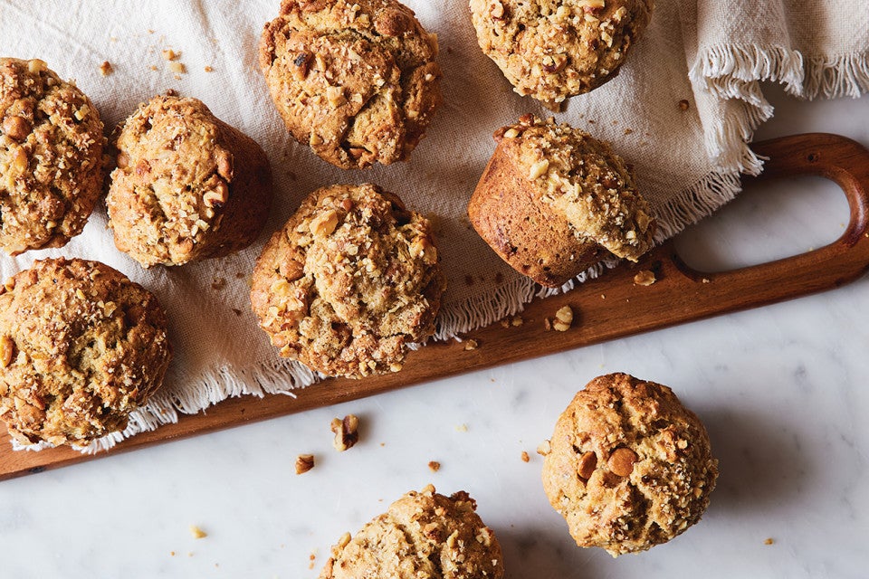 Caramel Banana Walnut Muffins