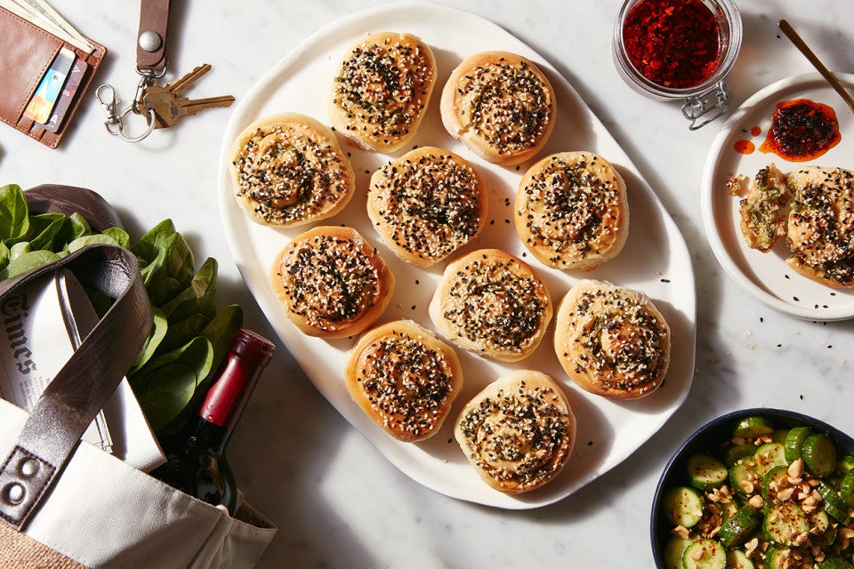 Tahini-Scallion Rolls