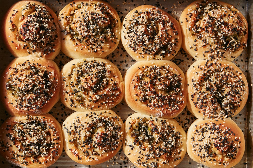 Tahini-Scallion Rolls