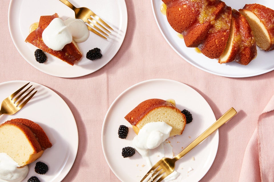Gluten-Free Almond Cake with Honey-Lemon Glaze made with baking mix