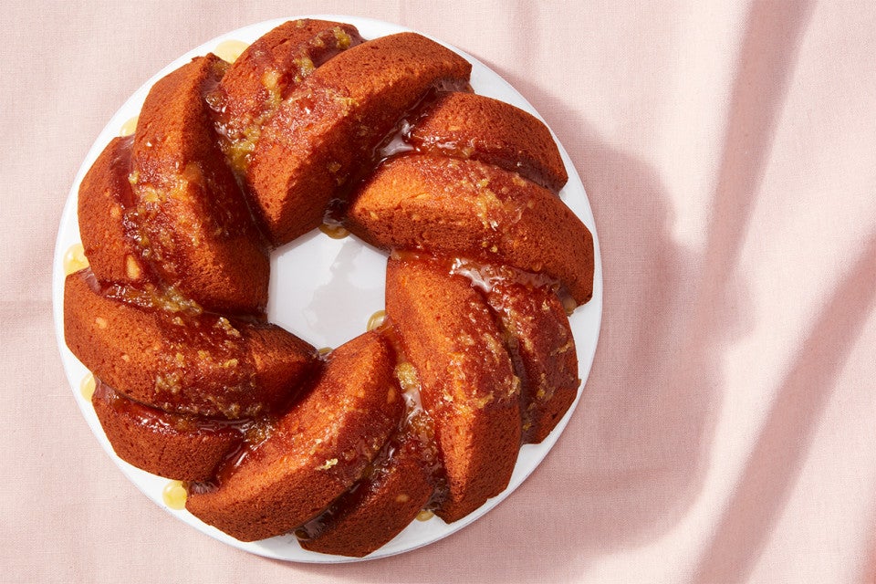 Gluten-Free Almond Cake with Honey-Lemon Glaze made with baking mix