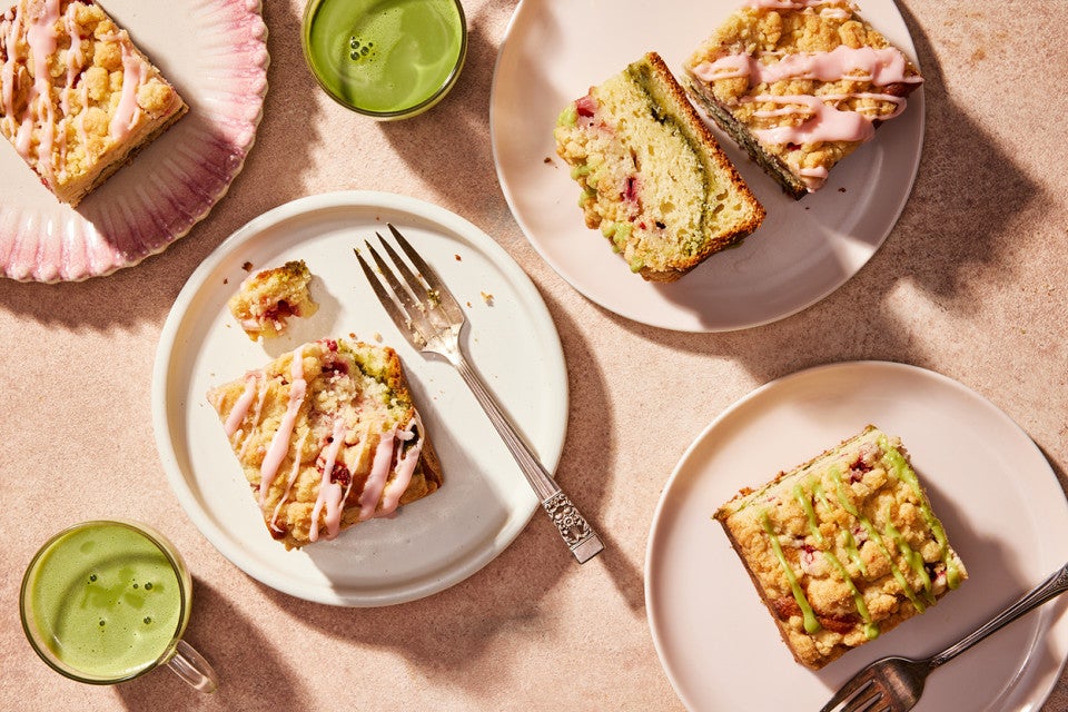 Strawberry Coffee Cake with Matcha Filling