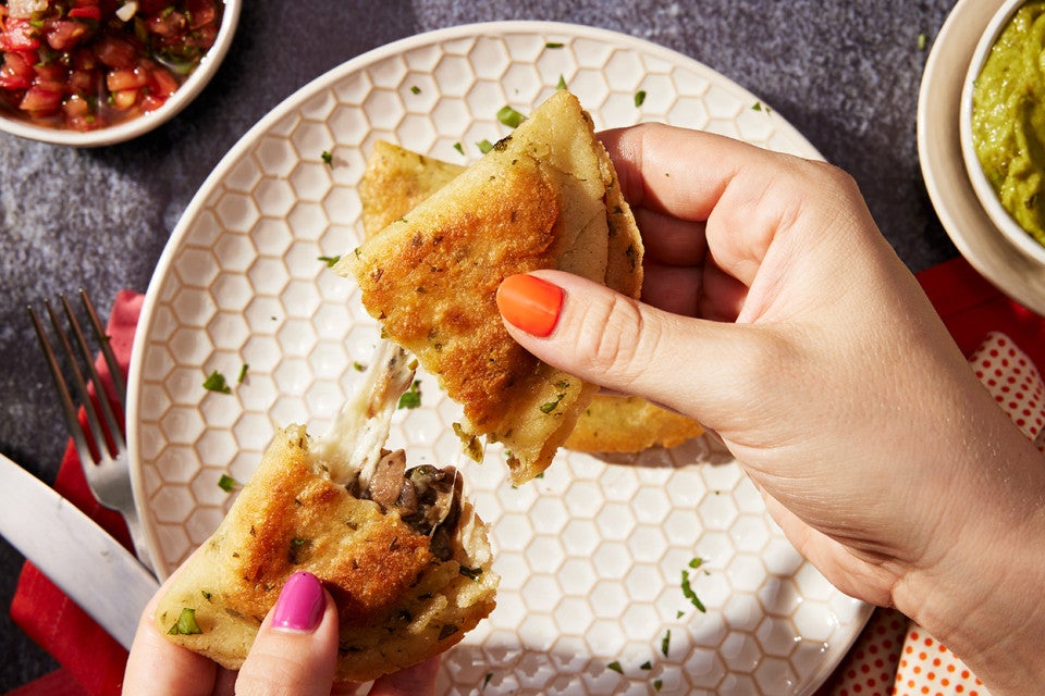 Fresh Masa Cheese Quesadillas with Mushrooms