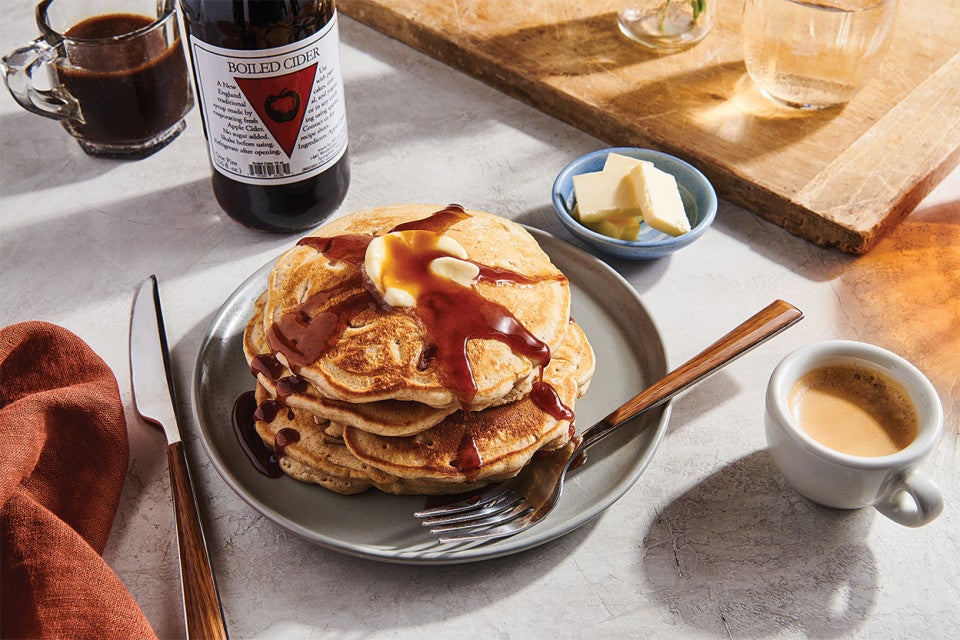 Apple Pancakes with Boiled Cider Syrup